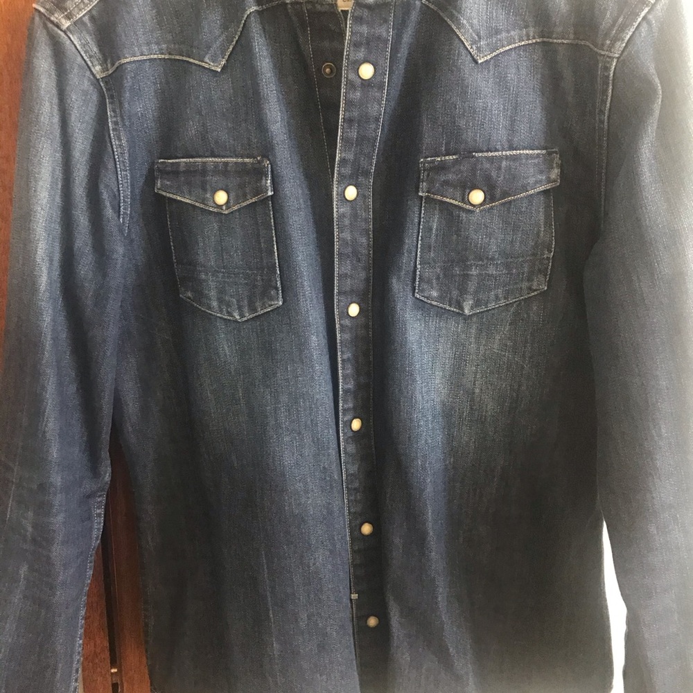 All Saints Denim shirt  XL pearl buttons